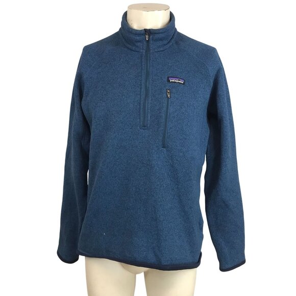 PATAGONIA - MEN'S MEDIUM -BLUE LONG SLEEVE 1/4 ZIP POLYESTER SWEATER  JACKET - Picture 1 of 9